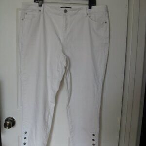 Simply Vera VERA WANG Women's White Jeans Skinny Ankle sz 16 Buttons